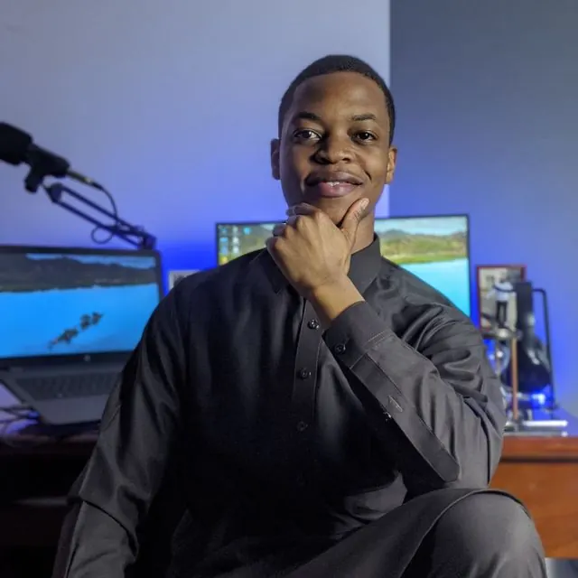 A creator at their desk